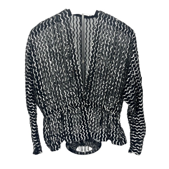 Partique New York Jackets & Blazers - Partique New York  Women's Vintage Black Sequins V-Neck Unlined Jacket Size 10